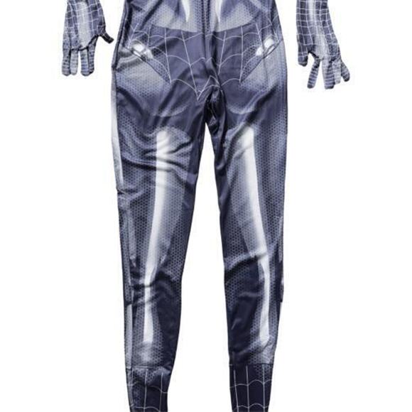 NEW Small Gray Spiderwoman Spiderman Girl Catsuit Crotchless Jumpsuit Costume - Picture 3 of 6